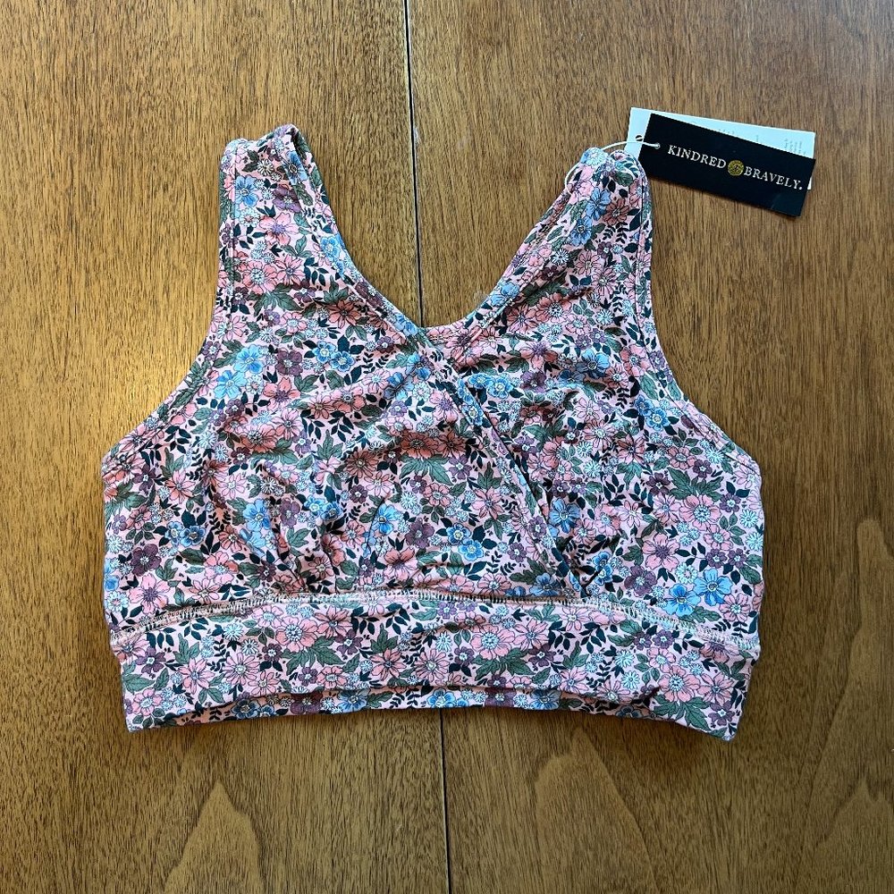Pink Floral French Terry Racerback Nursing Bra  - Kindred Bravely (Size M Busty)